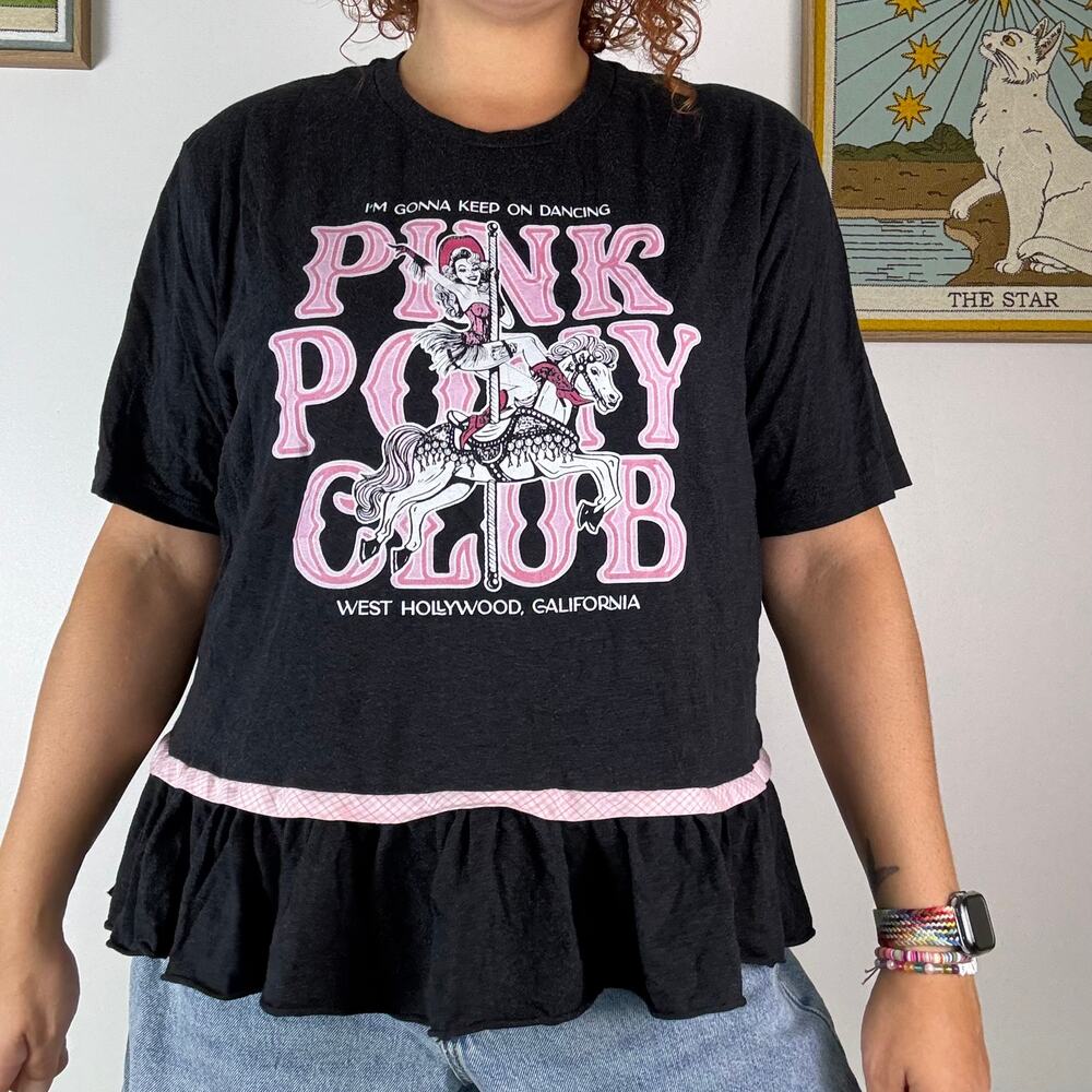 Upcycled Chappell Roan Pink Pony Club short sleeve shirt 2XL